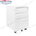 Movable three-drawer metal file cabinet with handle