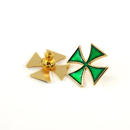 Custom Masonic Grand Cross Lapel Pin: Four-Leaf Clover Enamel Design