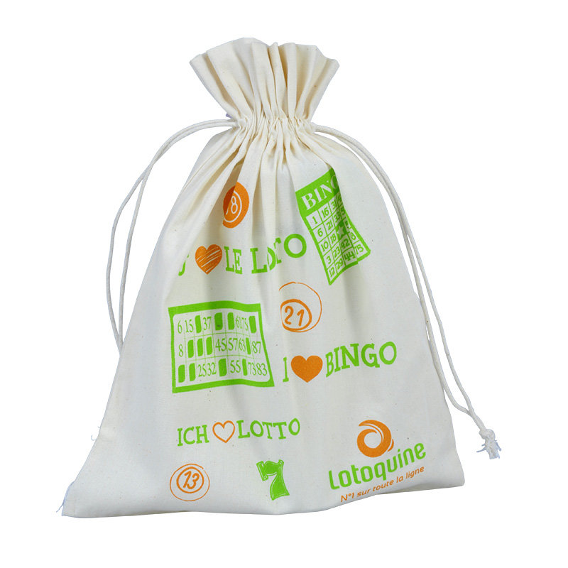 packaging cotton pouch with drawstring