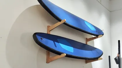 Surfboard Stand Rack: Bamboo Wooden Wall Mount for Surfboards