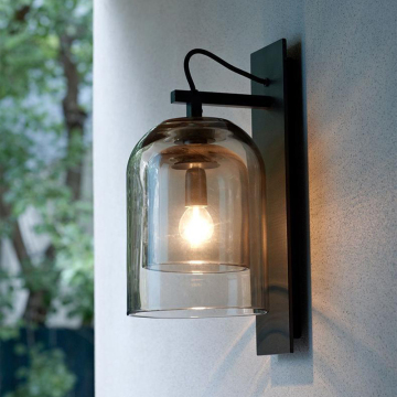 Modern LED Black Metal Glass Shade Wall Lamp for Scandinavian Living Room and Corridor Decor