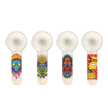 5in, Hippiesglass, Bongo de vidro borossilicato com adesivos de monstros de desenho animado, tubo de vidro, tubo de jade branco, acessórios para fumantes