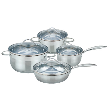 8 Pieces Pot Set with Glass Lid