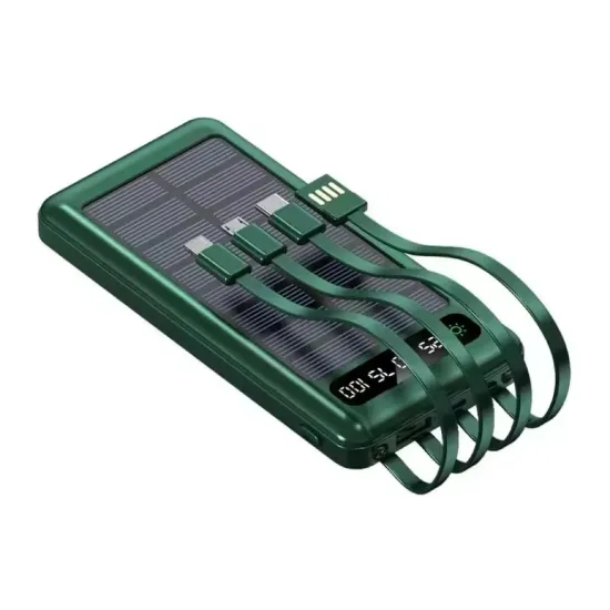 Factory Solar Portable Power Bank with 4 Cables, 20000mAh - Dual USB Battery Backup for Outdoor