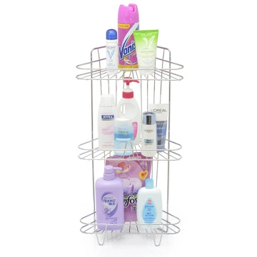 Simple Houseware 2-Tier Wall Mounted Adhesive Shower Caddy Shelf Organizer  w/ Hooks, Chrome,1 Shelf