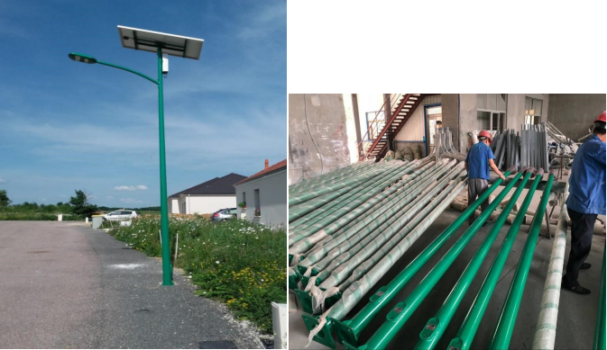 Solar powered street light components and structure