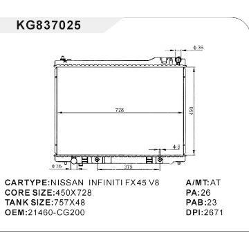 auto radiator car:NISSAN INFINIT FX45 V8 OEM:21460-CG200