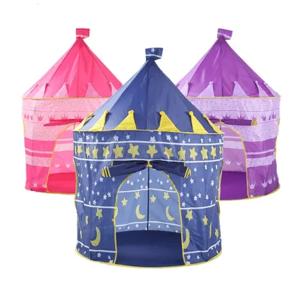 Large Foldable Princess Castle Tent with LED Lights for Kids Play
