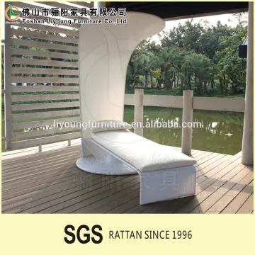 Foshan Furniture modern design Sun Bed With Tent hotel pool side plastic sun bed lounge furniture