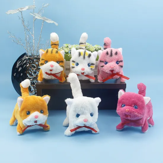 Electric fish cat Children's electric toy kitten can bark, walk, curl tail plush toy battery kitten baby electric toy kitten