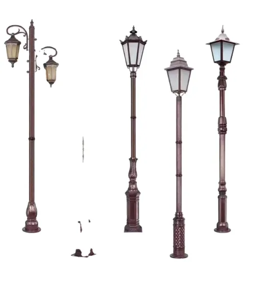 Aluminum Solar Antique Lamp Post for Outdoor Garden Decoration