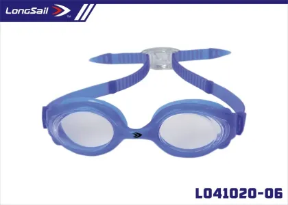Blue Silicone Comfortable Anti Fog Swimming Goggles With Pc Lens Uv Protection For Junior