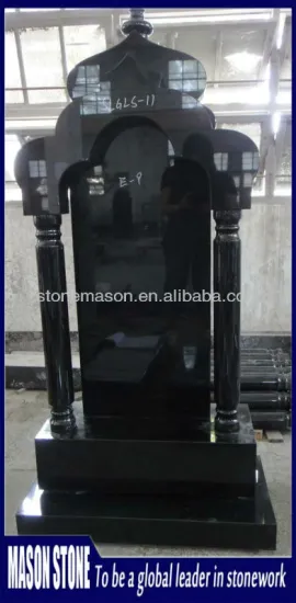 tombstone russian black granite clock shape traditional