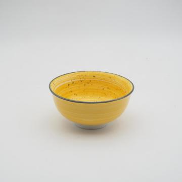 Set di pinne in porcellana in ceramica gialla in stile dipinto a mano di lusso