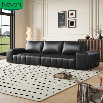 Luxury Modern Wholesale Customization Black Brown Leather Sofa Set for Home Living Room and Office
