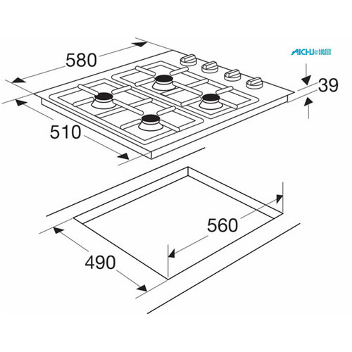 Fogão a gás Etna 4-burner Gas HOB