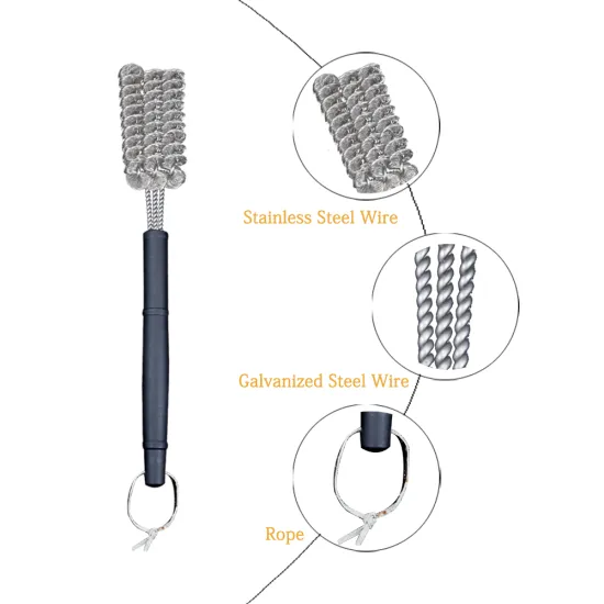 Professional Heavy Duty Triangle Bristle-Free Wire BBQ Grill Cleaning Brushes with Plastic Handle