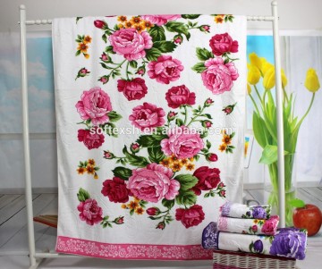 100% cotton many different size 16s printed velvet bath towels