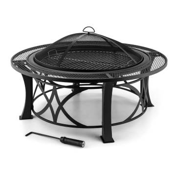 Outside Backyard Patio Round Wood Burning Fire Pit with BBQ function