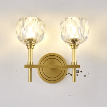 Modern American Crystal Brass Wall Light for Hotel or Home Bedroom