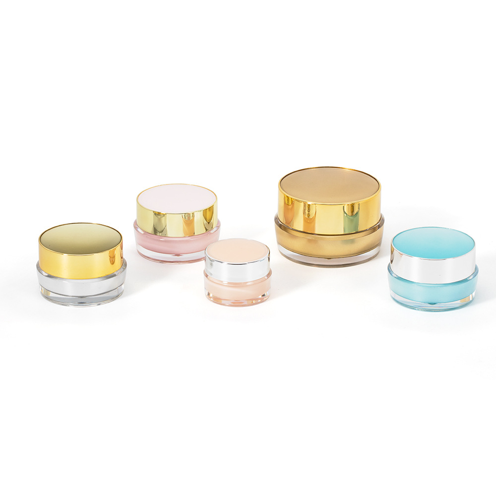 Groothandel 5G 10G 20G Rosegold Sliver Gold en Clear Acryl PP Dubbele wand Plastic Cosmetische crème Jars