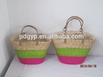 2015 waterproof promotional hot sale multicolor natural wheat straw tote bag