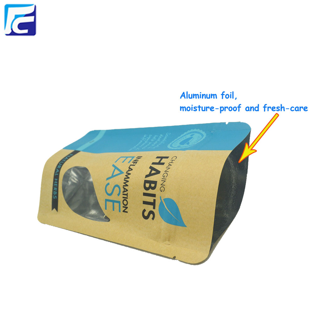 Custom Logo Kraft Paper Stand Up Pouches Bags