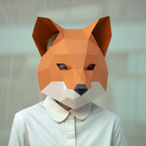 キツネのお面 DIY 3D ポリゴン ペーパークラフト キット