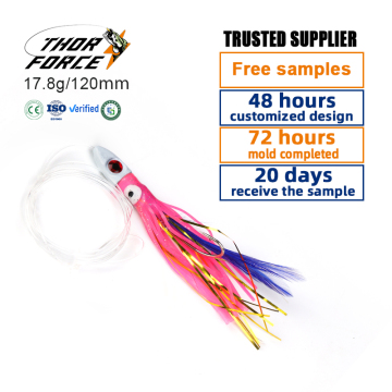 THORFORCE OEM/ODM 17g 130mm Saltwater Big Game Trolling Bait - Artificial Soft Lure with Feather and Silicone Squid Skirt