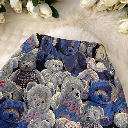 LW0231 Women's High Waist Slimming Bear Print Skirt