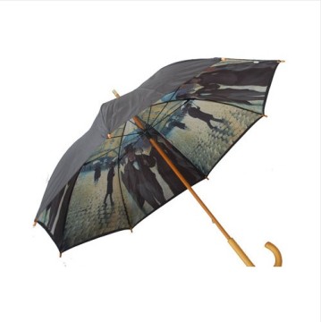 Fashion Leisure Walking Rain Wooden Straight Umbrella