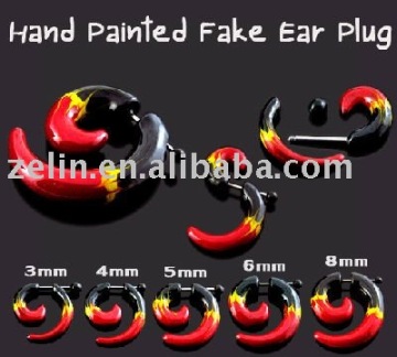 2012 fashion hot UV spiral fake chearter ear plug body jewelry