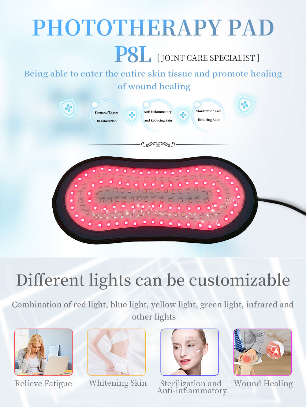 Tendonitis cure LED red light therapy device panel