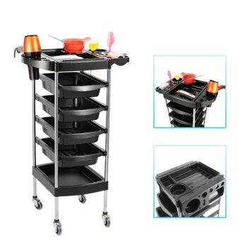 Professional Hairdresser's All-In-One Furniture: Beauty Salon Trolley with Rolling Wheels and Abundant Storage Drawers for Efficient Home or Office Styling
