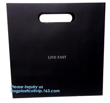 Paper Matt Black Custom Gift Bag with Logo, Custom Logo Foil Stamping Cardstock Paper Gift Bags, recycled mini kraft paper gift