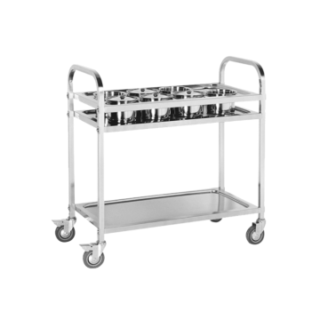 Hand-push stainless steel dining trolley in the kitchen