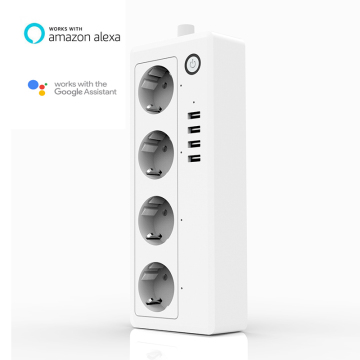 Wi -Fi Smart EU Energy Saving Power Strip mit 4 USB -Anschlüssen - arbeitet mit Alexa, Google Home und IFTTT zusammen