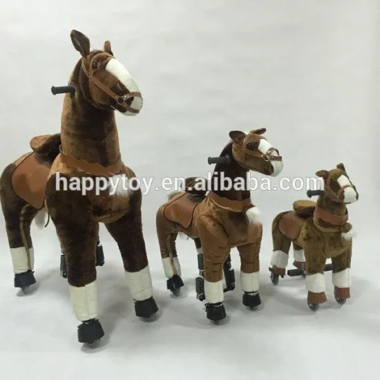 Plush mechanical ride on kiddie riding horse scooter toy