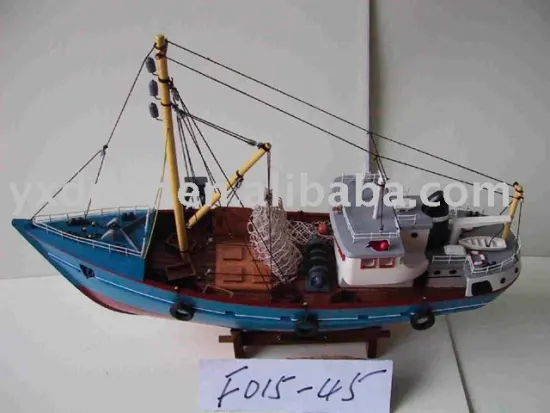 Wooden fish boat model 45 cm(F015-45)ship model