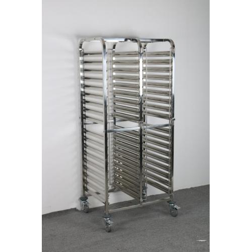 Durable stainless steel double-line tray trolley