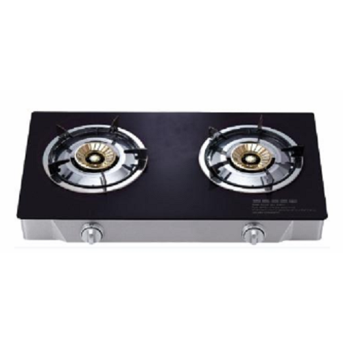 Black Tempered Glass Gas Stove 2 Burners