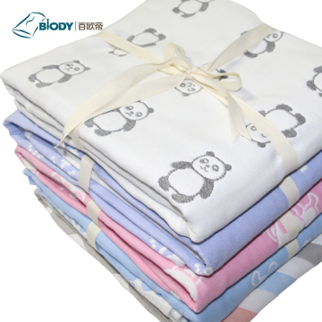 Custom Logo Animal Printed Baby Multilayer Blanket