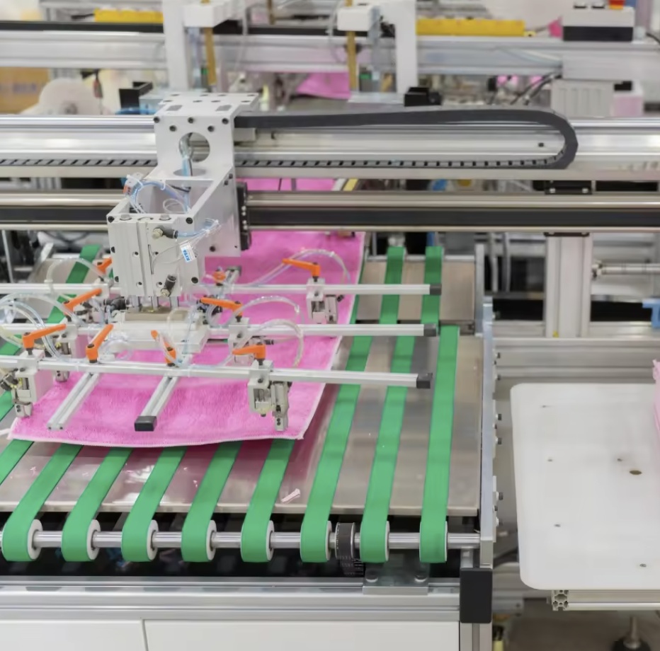 Towel sewing automation system with warp weft