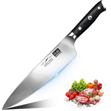 Coltello da chef in acciaio inossidabile tedesco da 8 pollici con manico in legno di alta qualità - utensile da taglio della cucina premium