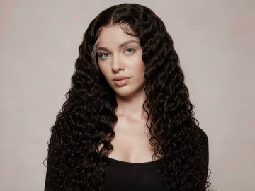 Medium Brown Deep Wave Wig 100% Human Hair
