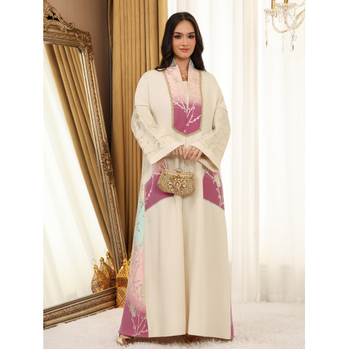 Gradient Jacquard V-Neck Jalabiya Abaya برای زنان