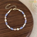 18k Gold Plated purple agate freshwater pearl Necklace
