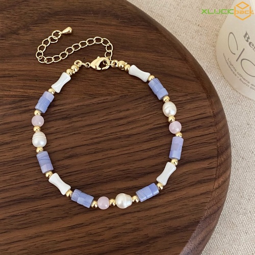 18k Gold Plated purple agate freshwater pearl Necklace