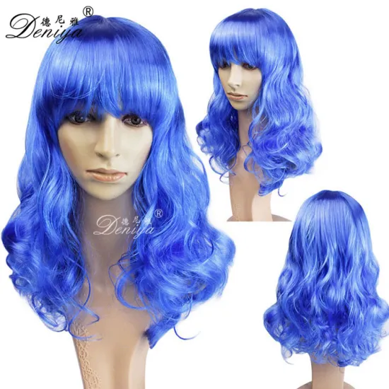 Fashion blue curly wig, hot selling cosplay wig