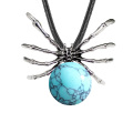 Turquoise 16MM Ball Antique Silver Spider Pendant (47x40mm) for DIY Making Jewelry